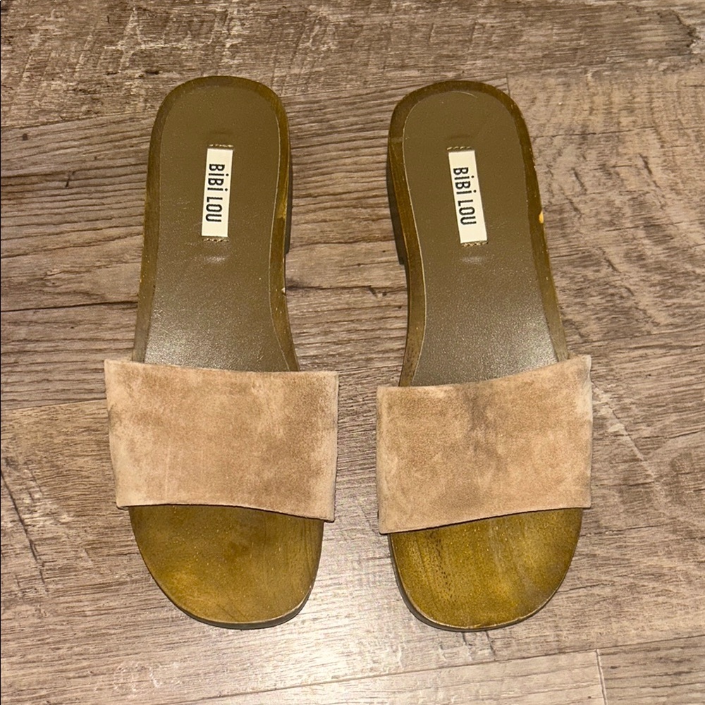 Bibi Lou Tan Suede Slide Sandals